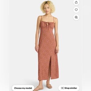 Women Floral Rust Maxi Dress size S new